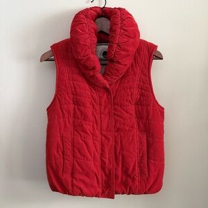 Daughters of the Liberation Red Quilted Puffer Vest | Statement Collar | Women’s